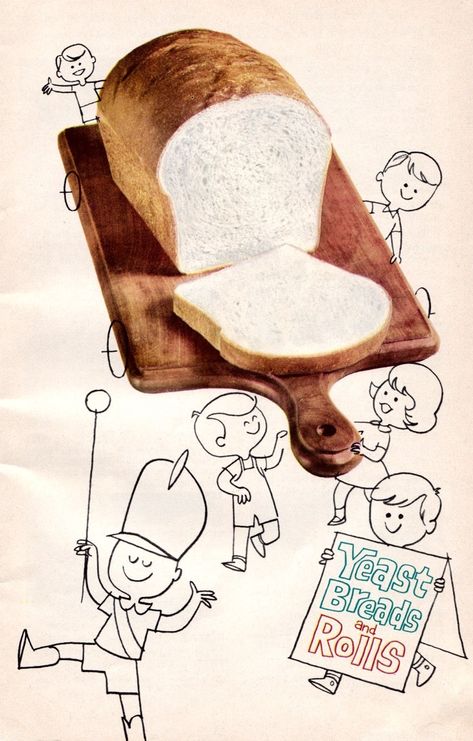 1950s Kids, Header Art, Grape Painting, Everyday Is Halloween, Mid Century Illustration, Favorite Cookbooks, Yeast Breads, Bread Machine Recipes, Keys Art