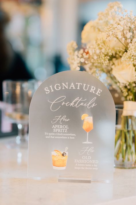 Aperol Spritz Wedding Cocktail, Wedding Aperol Spritz, Aperol Spritz Signature Drink, Aperol Spritz Wedding, Briarcliff Manor, Cocktail Sign, Signature Cocktails Wedding, Signature Cocktail Sign, Signature Cocktails