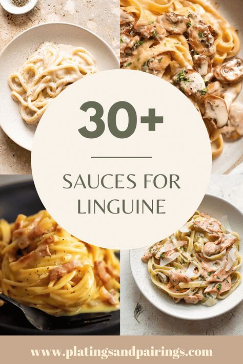 Wondering what the best sauces for linguine are? There are so many options! Creamy sauces, spicy sauces, pestos and more! Here's 30+ to try out! Linguini Cream Sauce, Linguine Sauce Recipes, Pasta Sauce For Linguine, Best Linguine Recipes, Fancy Pasta Sauce, Italian Linguine Recipes, Simple Linguine Recipes, Genuine Italian Recipes, Fresh Linguine Pasta Recipe