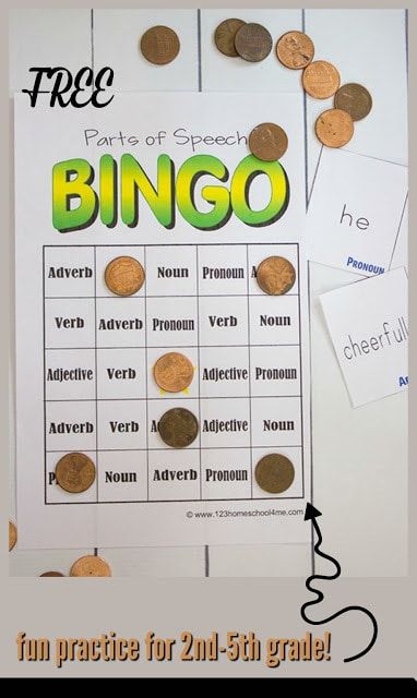 FREE Parts of Speech Game - this is such a clever, fun activity to help kids review nouns, verbs, adjective, adverb, and pronoun parts of speech! This printable is way better than a worksheet at helping kids review in elementary and 2nd grade. Addition Tricks, Parts Of Speech Games, Verb Games, Part Of Speech Grammar, Writing Alphabet, Word Games For Kids, Bingo Games For Kids, Spelling Words List, Speech Games