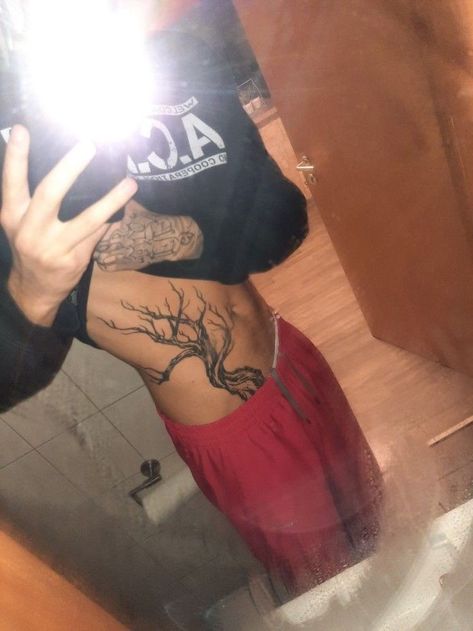 Tree Tattoo Stomach, Hardin Scott Tattoo, Lower Abdomen Tattoo, Mens Side Tattoos, Shoulder Tattoo Designs, Tattoo Stomach, Abdomen Tattoo, Rib Tattoos For Guys, Watercolor Tattoo Ideas