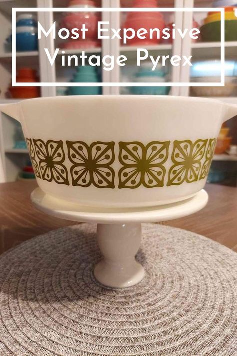 Yes, Vintage Pyrex Can Be Seriously Valuable | Work + Money Pyrex Patterns Worth Money, Pyrex Shenandoah Collection, Pyrex England Patterns, Vintage Pyrex Patterns Green, Pyrex Vintage Rare, Vintage Pyrex Patterns, Vintage Dishes Antiques, Vintage Pyrex Dishes, Rare Pyrex