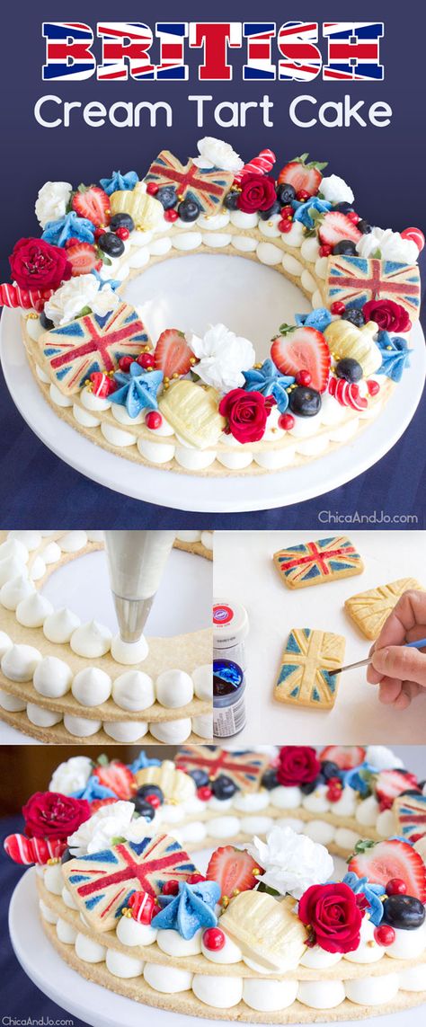 Queens Jubilee Cake Ideas, British Birthday Cake, Jubilee Cake Ideas, British Party Food, Royal Theme Cake, Coronation Cake Ideas, Great British Bake Off Party, British Cupcakes, Jubilee Food