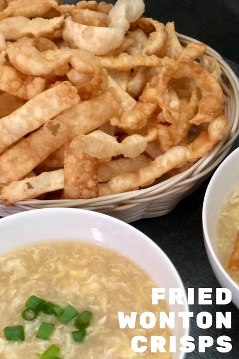 Fried Wonton Crisps - Top Soup Recipes, Stove Top Soup Recipes, Wonton Crisps, Stove Top Soup, Vegetarian Wonton, Recipes Stove Top, Fried Wonton, Wonton Chips, Slow Cooker Soup Recipes