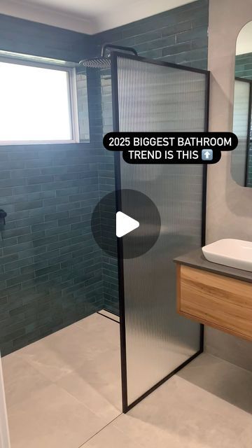 On the Ball Bathrooms on Instagram: "2025 bathroom renovation and design trends are hitting us hard with a mountain of new ideas some good and some horrible but let me tell you the fluted black trim shower screens are going to be top of our good list.  Why these screens will be perfect for your next bathroom creation is they are impactful while not being offensive.   The matt black trim goes will so many modern tile combinations and the fluted screen gives you privacy and hides soap scum.   The best part is they are super affordable because the use less glass like fully frameless screens. They are also open screens allowing easy access and can be installed in any bathroom with a width over 1000mm  If you would love to know where to purchase this shower screen just comment “black” and I’ll Shower Glass With Black Trim, Fluted Glass Shower Screen, Black Shower Screen, Tile Combinations, Japandi Bathroom, Shower Screens, Window In Shower, Glass Shower Enclosures, Modern Tiles