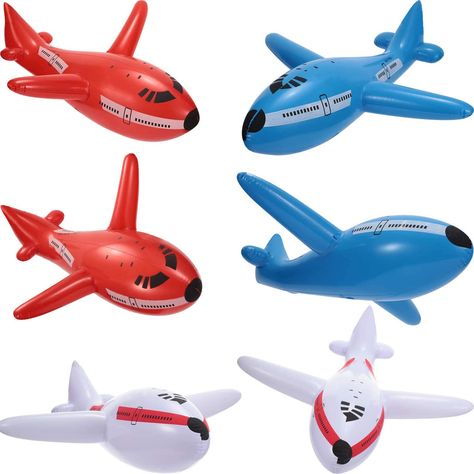 PRICES MAY VARY. Jumbo dimension: each inflatable airplane measures approx. 20 inches in diameter, with vibrant color and giant size, can easily attract children's attention and favor, light in weight and can be easily grasped by most children over 12 years old What's included: here are 6 pieces of aircraft inflates in red, blue and white colors, each color accounts for 2 pieces, enough for your children to play and share with their partners Good for party decoration: our plane inflated toys are Airplane Theme, Airplane Birthday Party, Airplane Party, Graduation Presents, Valentine Photography, Toys For Kids, Book Box, Party Card, Shower Party