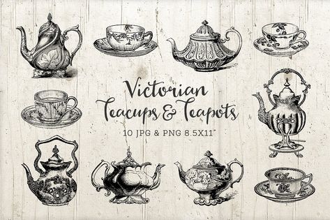 Yea Pot Tattoo, Teacups Illustration, Teacup Drawing, Teapot Tattoo, Victorian Teacups, Tea Cup Drawing, Random Reference, Tea Tattoo, Teacup Tattoo