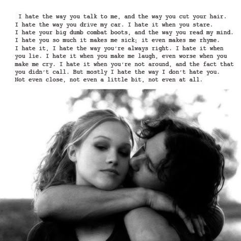 Best Movie Quotes, 10 Things I Hate About You, Favorite Movie Quotes, I Love Cinema, Movie Lines, Film Quotes, Tv Quotes, Romantic Movies, I Hate You