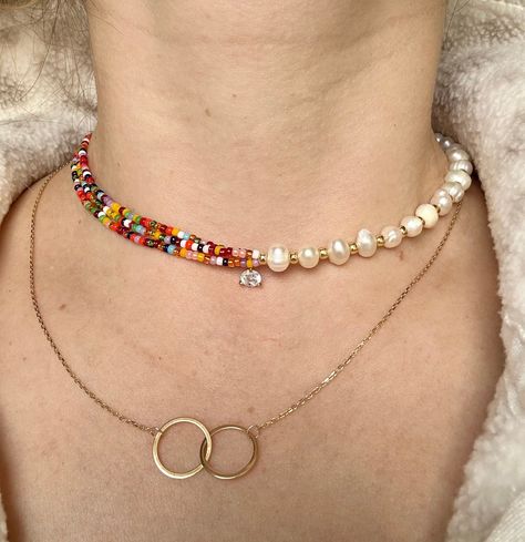 Dark Beaded Necklace, Handmade Pearl Beaded Choker Necklace, Adjustable Choker With Colorful Beads, Gift Colorful Beaded Choker, Pearl Choker Necklace With Colorful Beads, Colorful Beaded Pearl Choker, Beaded Pearl Necklace, Choker Pearl, Eyeglass Strap