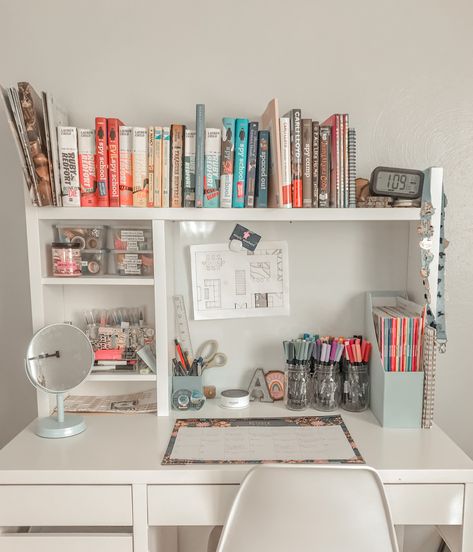 colorful desk ideas for teenage girl ikea micke desk Ikea Micke Desk, Ikea Micke, Micke Desk, Desk Organisation, Study Table Designs, Desk Organization Diy, Study Desk Decor, Bedroom Desk, Study Room Decor