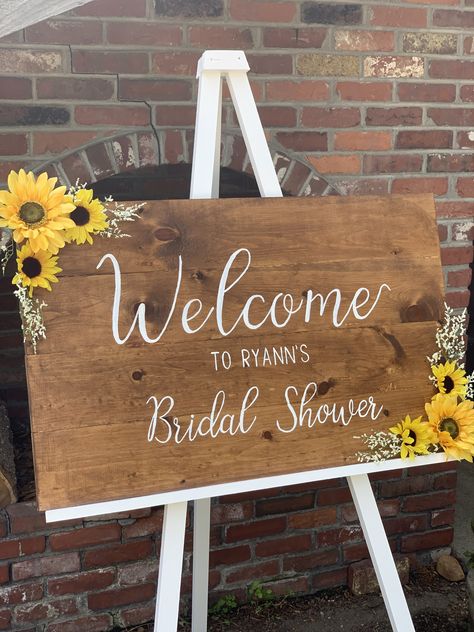 Rustic bridal shower wood sign Bridal Shower Signs Diy, Diy Welcome Sign Wood, Diy Welcome Sign, Welcome Sign Wood, Wedding Shower Signs, Bridal Shower Photos, Signs Diy, Bridal Shower Welcome Sign, Rustic Bridal