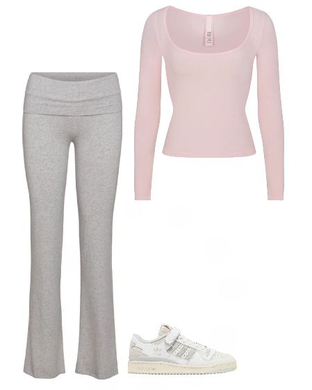 Causal Style Aesthetic, Clean Coquette Outfit, Chill Coquette Outfits, Modern Coquette Outfits, Baggy Coquette Outfit, Grey Flared Leggings Outfit Coquette, Coquette Outfit Comfy, Aesthetic Outfit Coquette, Back To School Outfits Coquette