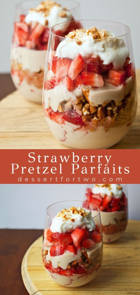 Pretzel Parfait, Pretzel Dessert, Pretzel Desserts, Spring Recipes Dessert, Classic Southern Recipes, Strawberry Pretzel Salad, Pretzel Salad, Parfait Desserts, Strawberry Pretzel