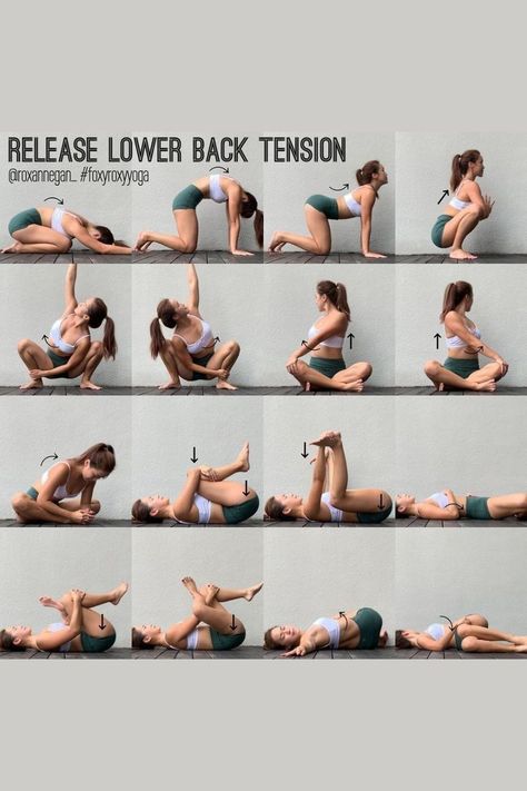 Body Stretches Flexibility, Lower Back Pain Exercises, Yoga For Back Pain, Relaxing Yoga, Easy Yoga Workouts, Back Pain Exercises, Pose Yoga, Body Fitness, Yoga Sequences