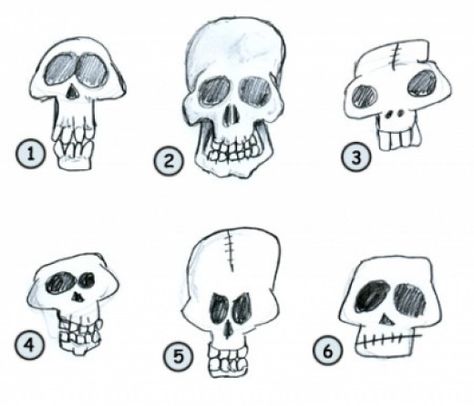 Different types How To Draw Skulls, Skull Digital Art, Draw A Skull, Drawings Of People, Cartoon Skull, Draw Cartoon, Monster Drawing, Doodle Art Journals, Skulls Drawing