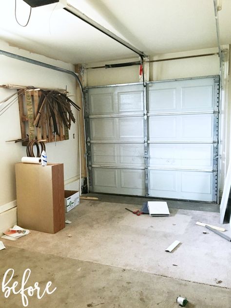 You won't believe the"AFTER" of this garage to office renovation! I'm obsessed with the @quickstepfloors White Wash Oak Planks from this makeover! #roomUP Fireplace Remodel Diy, Office Conversion, Bonus Room Office, Vibrant Office, Garage To Living Space, Converted Garage, Workbench Plans Diy, Garage Renovation, White Washed Oak