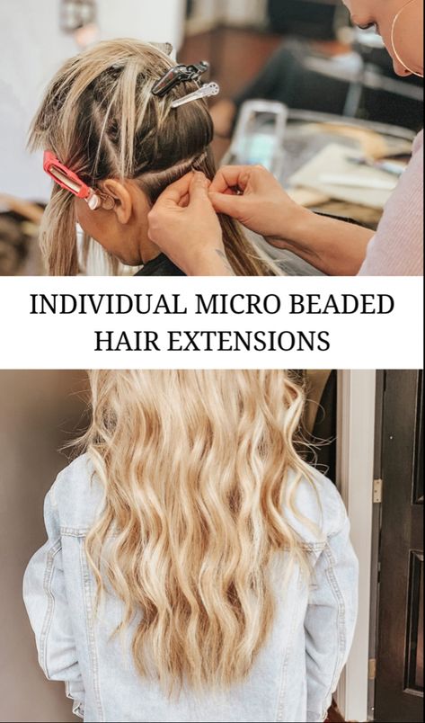 Micro beaded hair extensions Micro Link Extension Placement, Bead Extensions Hair Before And After, Micro Bead Hair Extensions Placement, Micro Bead Hair Extensions Diy, Individual Hair Extensions, Bead Hair Extensions, Nano Hair Extensions, Microlink Hair Extensions, Micro Bead Hair Extensions