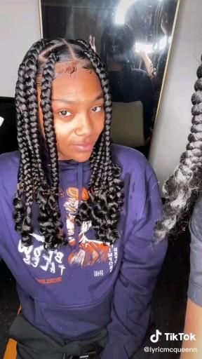 Jumbo Brown Knotless Box Braids, How To Do Jumbo Braids, Short Big Braids, Hair Braiding Videos, Thick Braids For Black Women, Easy Braiding Hairstyles For Black Women, Large Box Braids Styles, 6 Jumbo Box Braids, Simple Braided Hairstyles For Black Hair