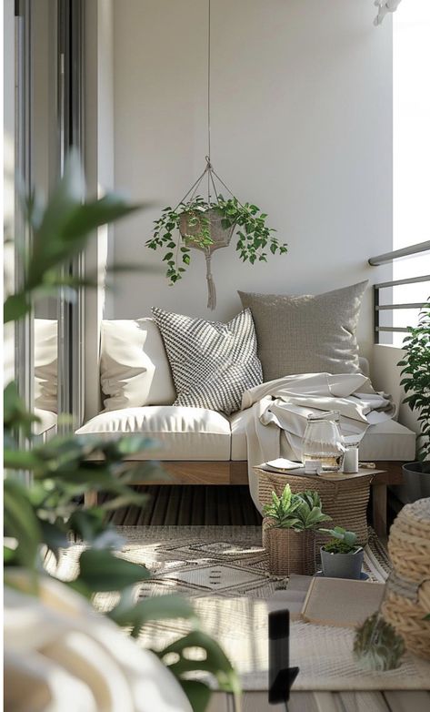 Apartment Balcony Decorating Budget, Cozy Studio Apartment, Condo Balcony, Grey Bedroom Decor, Japandi Living, Small Balcony Design, Patio Inspiration, Condo Decorating, Apartment Patio