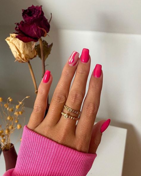 Cute Short Valentine Nails Pink, Summery Nails 2022, Nail Printemps, Nails Ete, Nails Fucsia, Fucsia Nails, Party Nail Art, Nail Art Designs 2023, Summer Nails Designs