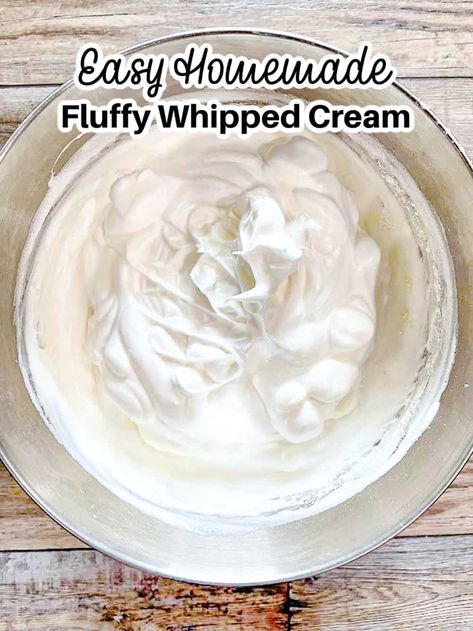 Homemade Whipped Frosting, Homemade Whipped Cream Easy, Easy Whipped Cream Recipe, Easy Homemade Whipped Cream, Frozen Banana Dessert, Whipped Icing Recipes, Homemade Cool Whip, Perfect Whipped Cream, Frozen Pudding