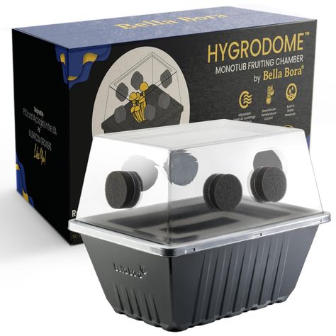 SET AND FORGET: The Bella Bora HygroDome monotub mushroom grow kit takes the guesswork out of mushroom cultivation. The mushroom growing kit maintains optimal humidity levels, eliminating the need for constant misting. This feature not only simplifies the cultivation process but also provides growers with the peace of mind that their mushrooms are thriving in the ideal environment. Custom Filters, Mushroom Grow Kit, Mushroom Growing, Mushroom Cultivation, Water Reservoir, Grow Kit, Grow Tent, The Mushroom, Fresh Air