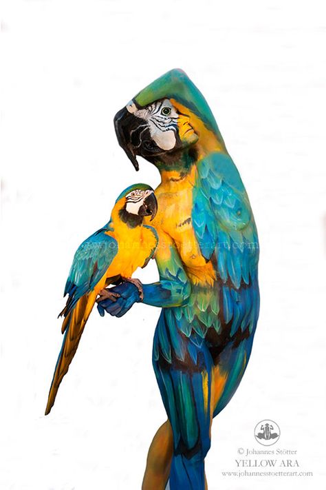 Johannes Stoetter, Bird Woman, Illusion Kunst, Painting Animals, Amazing Body, Human Canvas, Optical Illusions Art, Art Tree, Airbrush Art