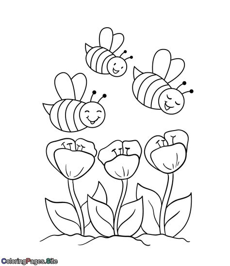 Spring bees coming towards flowers coloring page Bee Coloring, Easter Drawings, Garden Coloring Pages, Bee Coloring Pages, Spring Coloring Pages, Drawings For Kids, Easy Coloring Pages, Cartoon Coloring Pages, Flower Coloring Pages