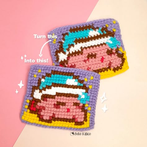 ⭐Pixel Art Tapestry Crochet - Update Version - Video Tutorial - Neko kalico | Amigurumi's Ko-fi Shop - Ko-fi ❤️ Where creators get support from fans through donations, memberships, shop sales and more! The original 'Buy Me a Coffee' Page. Crochet Tutorial Pattern, Pola Amigurumi, Kawaii Crochet, Crochet Design Pattern, Art Tapestry, Crochet Videos Tutorials, Crochet Tapestry, Crochet Cross, Crochet Tips