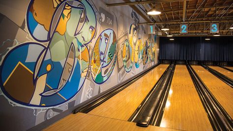 Queen Park Social | Brunswick Bowling Alley Ideas, Bowling Lane, Brunswick Bowling, Shuffle Board, Bowling Center, Game Zone, Skee Ball, Bowling Alley, Bowling Pins