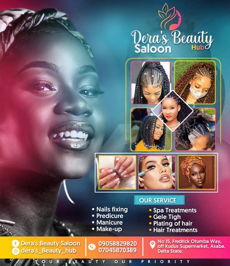 Social media flyer Hair Dressing Flyer Design, Hair Flyer Design, Graphical Poster, Hair Poster Design, Free Flyer Design, Hair Poster, Beauty Flyer, Beauty Salon Posters, African Pattern Design