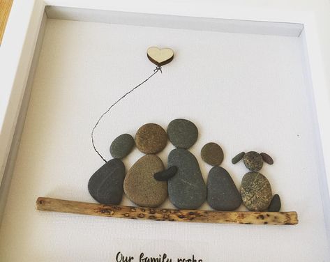 HeadZ & HomeZ by Headzheadgear on Etsy Picture Family, Pebble Art Family, Family Christmas Pictures, Selling Handmade Items, Pebble Pictures, Kids Wood, Nature Crafts, Rock Crafts, Pebble Art