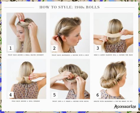 1940s Hairstyles For Long Hair, 40s Hairstyles, Vintage Hairstyles Tutorial, 1940s Hairstyles, Old Hairstyles, Long Hair Tutorial, Spirit Week, Hair Collection, Retro Hairstyles