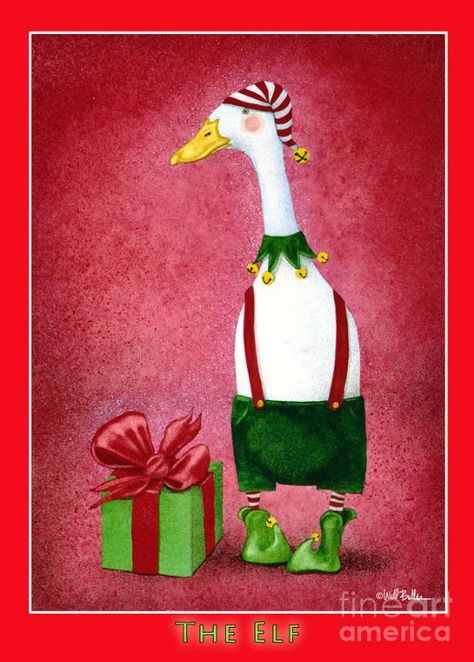 Elf Painting, Goose Illustration, Merry Christmas Cards, Christmas Goose, Christmas Card Art, Merry Christmas Card, Christmas Drawing, Christmas Gift Bags, Holiday Art