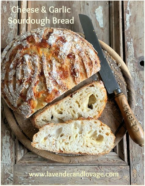 A delicious cheese and garlic sourdough bread . Makes the most amazing toast as well as sandwiches. Classic Sourdough Bread Recipe, Garlic Sourdough Bread, Garlic Sourdough, Cast Iron Casserole Dish, Starter Recipes, Yeast Breads, Walnut Bread, Sourdough Baking, Sourdough Bread Recipe