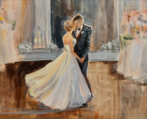 Congratulations to these two beautiful newlyweds! I loved painting their romantic first dance at @oceanviewofnahant. Acrylic on canvas, started at cocktail hour, finished at the reception The talented wedding professionals who helped make this a spectacular day: Photo: @capturedbymoll @edon_productions Video: @hbz_media @brian_terranova Hair: @ginajoubert Makeup @rachelhaunbeauty Florals: @evansfloral Cake: @flourishbakeshoppe Decor: @britbarrydesign Dress: @vows_bridepower DJ/enter... Wedding Artist, Wedding Painting, Artistic Wedding, Wedding Professional, Love Painting, First Dance, Cocktail Hour, Acrylic On Canvas, Dj