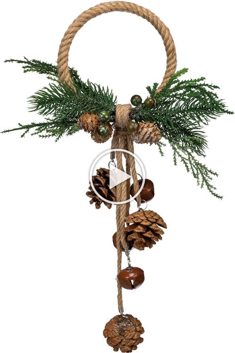 + "This Handmade Holiday Pine Cone Doorknob Hanger will make a great addition to your Seasonal Winter and Christmas Home Decor. This festive Door Knob Hanger consists of thick jute rope..?