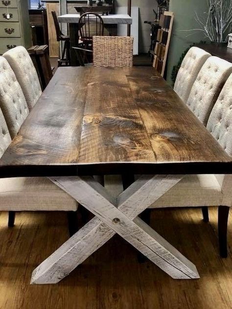 Farm Style Table, Kitchen Table Wood, Farmhouse Kitchen Tables, Diy Farmhouse Table, Farmhouse Dining Table, Farmhouse Style Kitchen, Farmhouse Dining Room, Farmhouse Furniture, Modern Farmhouse Kitchens