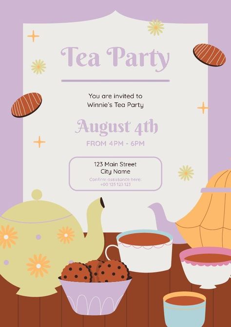 Cute Tea Party Invitation Cute Tea Party, Dino Party Invitation, Space Invitation, Bachelor Party Invitations, Bee Baby Shower Invitations, Mehndi Party, Tea Party Invitations, Floral Baby Shower Invitations, Bee Baby Shower