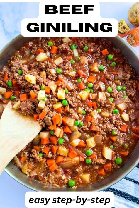 Hawaiian Ground Beef Recipes, Ground Beef Filipino Recipe, Beef Giniling Recipe, Picadillo Recipe Filipino, Beef Recipe Filipino, Giniling Recipe, Filipino Beef Stew, Beef Picadillo, Ground Beef Stews