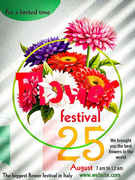 Flower Festival Poster, Flower Exhibition, Italian Flowers, Logo Flower, Special Style, Flower Festival, Festival Poster, Festival Posters, Festival