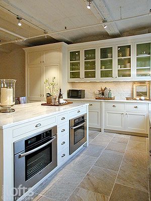 Classic style again but example of oven height if you didn't opt for the wall oven. Big thing to consider. Double Island Kitchen Layout, Kitchen Island Layout, Wall Oven Kitchen, Double Oven Kitchen, Double Island Kitchen, Double Ovens, Kitchens Ideas, Renovation Kitchen, Kitchen Designs Layout