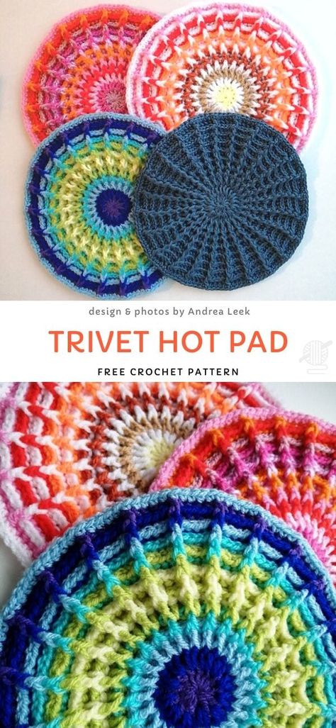 What To Make With Cotton Yarn, Crochet Trivet Pattern, Free Crochet Potholder Patterns, Crocheted Coasters, Crocheted Gifts, Crochet Potholder Patterns, Crochet Potholder, Simple Home Decoration, Crochet Hot Pads