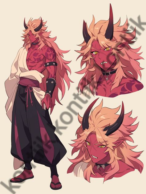 Tusks Drawing, Dragon Born Character Design, Monster Character Design Male, Male Dragon Oc, Rage Demon, Oni Character Design Male, Different Drawing Ideas, Oni Character, Demon Character Design