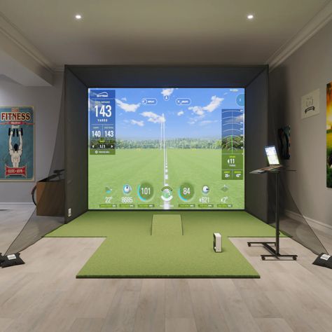 Indoor Golf Simulator, Home Golf Simulator, Impact Screen, Golf Simulator Room, Golf Room, Golf Mats, Indoor Golf, Golf Watch, Golf Net