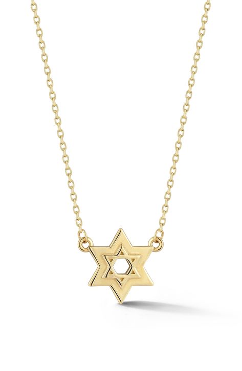 This dainty 14-karat-gold chain necklace featuring a Star of David pendant brings bright shine to your ensemble. 17.5" length; 0.4" x 0.45" pendant 14k gold Made in Italy Jewelry Star, Star Of David Pendant, Star Of David, Gold Chain Necklace, Gold Chains, Womens Jewelry Necklace, Gold Chain, Nordstrom Rack, Jewelry Necklace Pendant