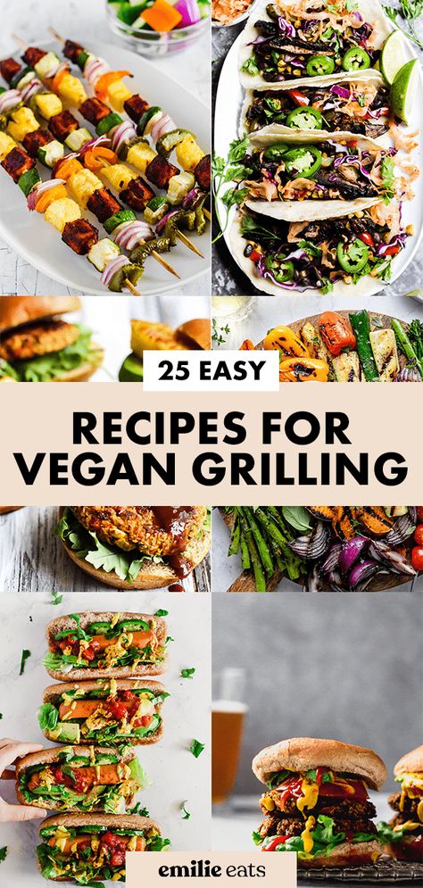 Try all 25 of these vegan grilling recipes this summer! From grilled tofu recipes, to veggie burgers & vegan sausages that everyone will love. Vegan Grilling Ideas, Vegan Grill Recipes, Grilled Tofu Recipes, Vegan Grill, Vegan Grilling Recipes, Vegetarian Grilling Recipes, Grilled Vegetable Recipes, Vegetarian Grilling, Healthy Vegan Dinner Recipes