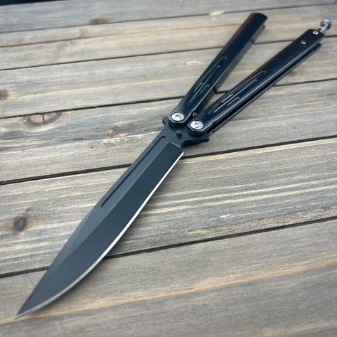 The Predator Black Balisong Butterfly Knife (SHARP) | Blade City Balisong Knife, Blade City, Butterfly Knives, Stiletto Knife, Butterfly Knife, Tactical Knife, The Predator, Character Board, Tactical Equipment