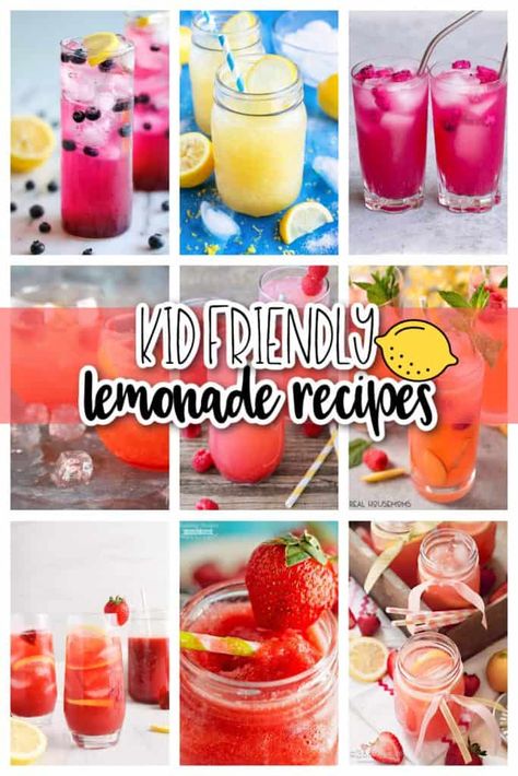 Kid Friendly Summer Snacks, Lemonade Mixed Drinks, Summer Drinks For Kids, Fun Kids Drinks, Summer Drinks Kids, Kid Drinks Recipes, Juice Recipes For Kids, Fruity Drink Recipes, Drinks For Summer