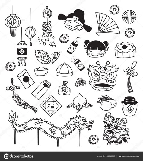 Cny Crochet, Chinese New Year Doodle, Classroom Drawing, Chines New Year, New Year Doodle, Chinese New Year Wallpaper, Ang Bao, New Year's Drawings, Chinese Drawing